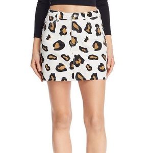 SUNSET + SPRING Leopard denim mini skirt